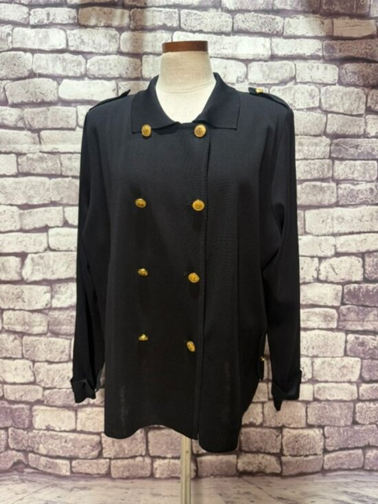 Misook Jackets & Blazers - Misook Black Double Breasted Long Sleeve Jacket Size 2X